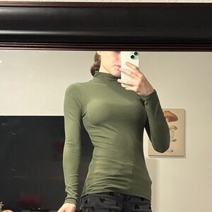 Olive Green Turtleneck Long Sleeve Top